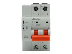 Shelly Pro 2CB C32 išmanusis miniatiūrinis automatinis jungiklis, 2 polių, 32A, Wi-Fi, LAN, Bluetooth