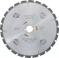Metabo 628220000 diskinis pjūklo diskas 254 mm x 30 mm x 60T medienai su vinimis, statybinei medienai, masyviam medžiui - KGS 254 M, KGS 254 Plus, KGS 254 I Plus, KS 254 Plus