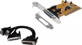 EXSYS EX-43360 PCI-X adapteris - 2x RS-232 serijinės + 1x lygiagrečioji, MosChip, Low Profile