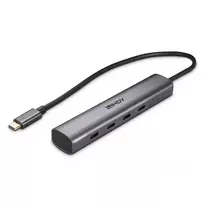 Lindy 4 portų USB 3.2 Gen 2 Type C šakotuvas, skirtas prijungti keturis USB Type C įrenginius per kompiuterio USB Type-C prievadą (43384)