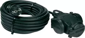 AS Schwabe 60456 10m H07RN-F 3G1.5mm² 3-išėjimų guminis prailgintuvas su Schuko kištuku ir lizdu, IP44, juodas