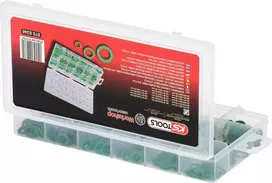 KS TOOLS 270 dalių HNBR O-žiedų rinkinys automobilių oro kondicionavimo sistemoms, 18 metrinių dydžių, -40°C iki +150°C, žalias 970.0340