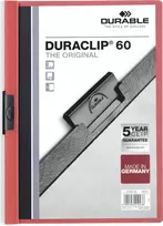 DURABLE DURACLIP 60 A4 dokumentų segtuvas su spaustuku, juodas, permatomu viršeliu, 60 lapų talpa, neslystantis spyruoklinis spaustukas, 25 vnt. paketas 220903