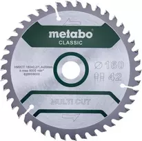 Metabo MULTI CUT CLASSIC diskinis pjūklo diskas 160 x 20 x 1,4 mm, 42 dantų, TCT, medienai, dengtai medienai, plastikams 628658000
