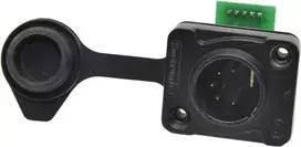 EUROLITE IP XLR rinkinys 5 kontaktų kištukas/lizdas, IP65, cinko lydinio korpusas, litavimo kontaktai, juodas 30208439
