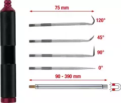 KS TOOLS 550.1080 6 dalių magnetinių ir kablių įrankių rinkinys, lankstus ir standus velenas, 4 kablių profiliai, ergonomiškos rankenos