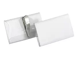 DURABLE vardinių kortelių laikiklis 75x40 mm su krokodilo segtuku, permatomas, 25 vnt. 811019
