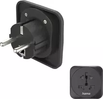 Hama kelioninis adapteris Type E ir F, 3 polių, universalus, iš viso pasaulio į Europą, juodas (00223461)