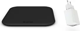 Zens Single Wireless Charger Combi Pack USB - Qi sertifikuotas 10W greitojo įkrovimo belaidis įkroviklis su 12W sieniniu adapteriu, juodas