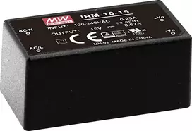 MEAN WELL IRM-10-12 AC/DC maitinimo šaltinis 10.2W 12V 0.85A užkapsuliuotas PCB montavimo modulis juodas