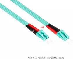 GoodConnections OM3 dvigubas daugiamodis optinis komutacinis kabelis SC į LC, 50/125 µm, 1 m, LSZH akvamarino LW-801LS3