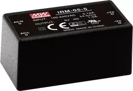 MEAN WELL IRM-05-12 5W AC/DC užkapsuliuotas maitinimo šaltinio modulis, 12V 0.42A, PCB montavimas, juodas