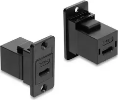 Delock USB 2.0 Type-C moteriškas-moteriškas skydo montavimo kabelis, juodas, 0,3 m, 480Mbps, dvigubai ekranuotas 91926