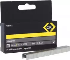 C.K Tools 496005 cinkuoto plieno plokščios vielos segtukai 10,5 x 14 mm, 1000 vnt. (53 tipas)