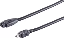 SHIVERPEAKS S CONN maksimalaus ryšio FireWire kabelis, IEEE 1394B 9 kontaktų vyriškas į IEEE 1394A 4 kontaktų vyrišką, 1,8 m, juodas 77312