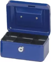 MAUL pinigų dėžutė mėlyna 152x125x81 mm su cilindrine spyna ir monetų dėklu 56101-37