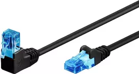 WENTRONIC Goobay CAT 6A tinklo kabelis, 1x 90° kampu, U/UTP, juodas, 10 m - fiksatorius viršuje, CCA varis aliuminis (51533)