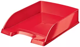Leitz WOW dokumentų dėklas raudonas - tvirta aukščiausios kokybės konstrukcija, blizgus, sukraunamas, A4/C4/Folio