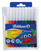Pelikan 985663 plonų flomasterių rinkinys, 10 įvairių spalvų, nuplaunamas rašalas, ventiliuojami apsauginiai dangteliai, plonas 1,0 mm antgalis