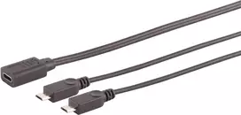 SHIVERPEAKS S/CONN maximum connectivity USB-C female į 2x USB Micro-B male Y-splitter adapterio kabelis, USB 2.0, 0,3m, juodas 13-20021