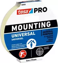 tesa Mounting PRO Universal 66958-00001-00 dvipusė tvirtinimo juosta, balta, 5 m x 9 mm