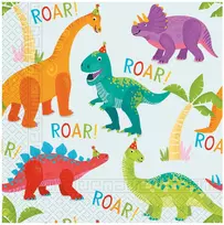 Procos Dino Party 2 sluoksnių popierinės servetėlės 33x33 cm, 20 vnt., įvairiaspalvės 97976