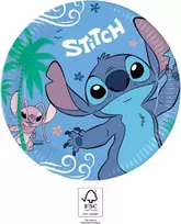 Procos Stitch & Angel popierinės lėkštės, 8 vnt., 23 cm, Disney Lilo & Stitch vakarėlio indai 96794
