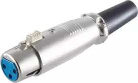 SHIVERPEAKS BASIC-S XLR moteriškas sujungėjas su kabelio įtempimo mažinimu, 3 kontaktų, nikeliuotas cinko lydinys, litavimo prijungimas, BS55020