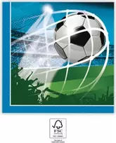 PROCOS Football Party vienkartinės popierinės servetėlės, 2 sluoksnių, 20 vnt., 33x33 cm, žalios/baltos/juodos (93747)