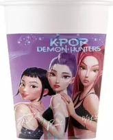 Procos K-Pop Demon Hunters popieriniai puodeliai 200 ml, 8 vnt. | Vakarėlio puodeliai su teminiu dizainu 98640