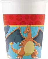 Procos Pokémon popieriniai puodeliai, 8 vnt., 200 ml – Pikachu, Charmander, Squirtle, Bulbasaur vakarėlio puodeliai 98401