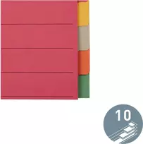 LEITZ itin tvirti kartoniniai skyrikliai, tušti skirtukai, A4, 10 dalių, įvairiaspalviai, 230 gsm, 5 spalvų dažytas kartonas (4359-00-00)