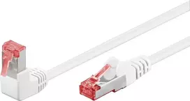 WENTRONIC Goobay CAT 6 tinklo kabelis, 1x 90° kampu, S/FTP (PiMF), baltas, 0.25 m - Latch Up, LSZH be halogenų, varis (51548)
