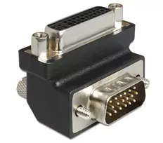 Delock DVI-I 24+5 kontaktų moteriškas į VGA 15 kontaktų vyriškas 90° kampu adapteris – juodas 65425