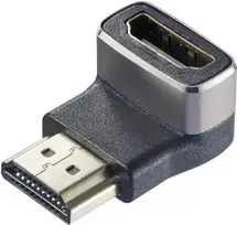 SpeaKa Professional SP-11306836 HDMI adapteris 8K 60Hz 4K 120Hz 90° kampu žemyn, vyriškas į moterišką, juodas/sidabrinis