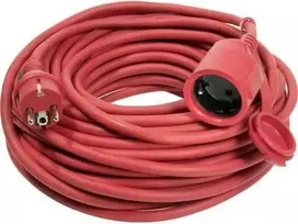 AS SCHWABE 60262 H07RN-F 3G1.5 mm² 20 m raudonas guminis prailginimo kabelis su Schuko kištuku ir lizdu, IP44, 16 A, 230 V, 3680 W, lauko, statybų, pramonės, žemės ūkio, VDE sertifikuotas