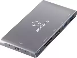 Renkforce RF-PCR-550 USB-C šakotuvas su HDMI, 3x USB-A, PD, SD/microSD kortelių skaitytuvu - pilkos spalvos aliuminis RF-4599772