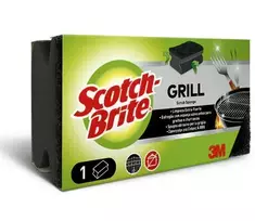 Scotch-Brite BBQ grilio valymo priemonė juoda itin galinga abrazyvinė kempinė su nagus tausojančia rankena, 1 vnt. (GNS1N)