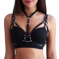 Night Performance Adult Collar, Chest Strap, Strap, Integrated Jewelry, Leather Belt, Women 110cm juoda