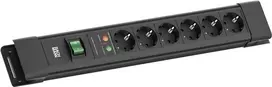 Bachmann CONNECTUS 6 lizdų apsauginis nuo viršįtampių prailgintuvas su jungikliu, 2 m kabelis, juodas BM005911