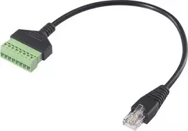 Renkforce RJ45 tinklo adapterio kabelis, RJ45 kištukas į varžtinį gnybtų bloką, 8P8C, 30 cm, juodas RF-6443978