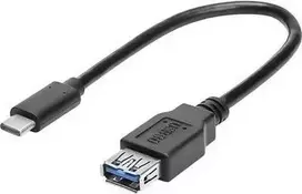 renkforce USB-C į USB 3.0 A adapterio kabelis su OTG, 0,15 m, juodas, auksuoti kontaktai