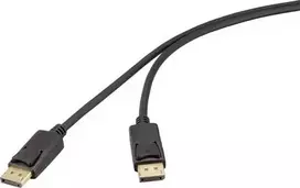 Renkforce DisplayPort kabelis 1m juodas 4K UHD 60Hz Male to Male auksuoti kontaktai trigubai ekranuotas RF-6830472
