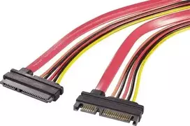 Renkforce SATA Combo prailginimo kabelis 7+15 Pin Male to Female 0,20 m Red/Orange RF-4297182