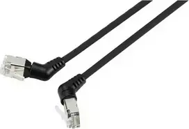 Renkforce RF-6071550 CAT 6a F/UTP tinklo kabelis, 2 m, juodas, 360° pasukami RJ45 jungtys, kampuotas išėjimas