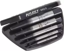 HAZET 840/8 varžtų ištraukimo rinkinys M3 - M45, 8 dalys, kairiosios spiralės, aukštos kokybės įrankių plienas, plastikiniame dėkle