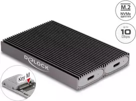 Delock USB Type-C dvigubas kombinuotas M.2 NVMe PCIe arba SATA SSD dėklas - be įrankių