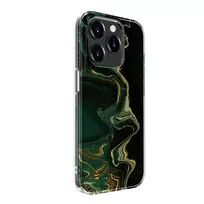 Evelatus Apple iPhone 15 Pro PC dėklas Custom Print Marble Dark Green