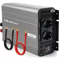 Qoltec modifikuotos sinusoidės įtampos keitiklis 12V į 230V 2500W/5000W su USB, suderinamas su LiFePO4, GEL, AGM