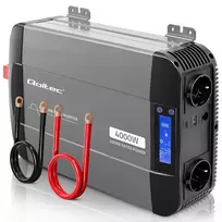 Qoltec grynosios sinusoidės keitiklis 12V į 230V 2000W/4000W su LCD, USB, USB-C, suderinamas su LiFePO4/GEL/AGM